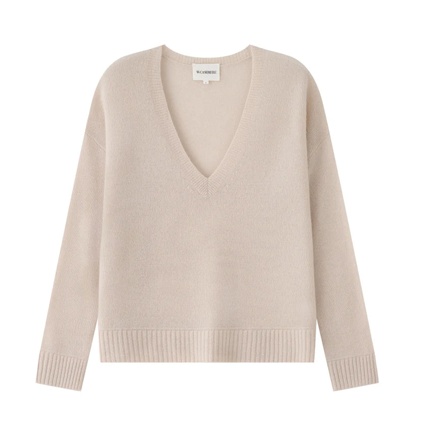 IMAN Cashmere V-Neck Sweater in Fog