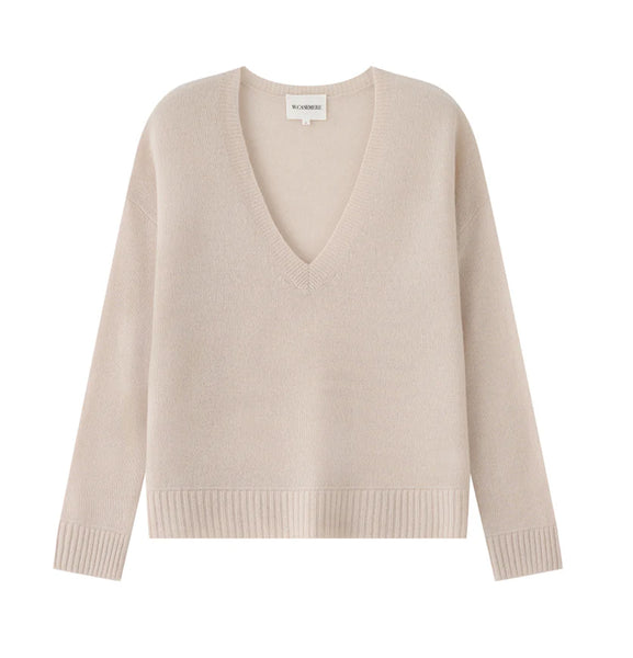 IMAN Cashmere V-Neck Sweater in Fog