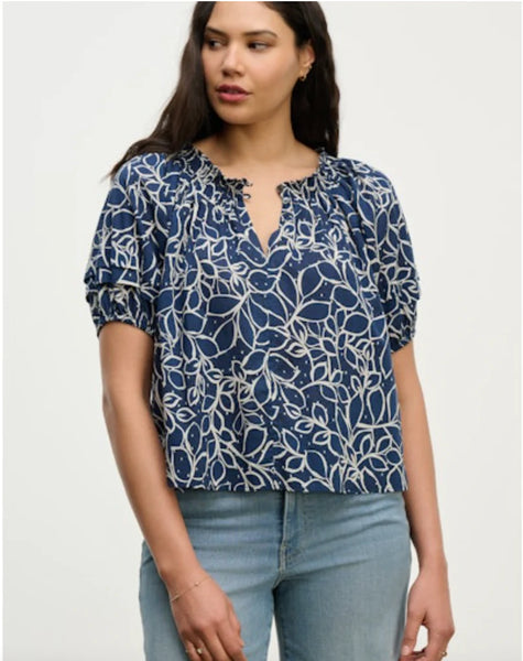THERA Peasant Blouse in Navy