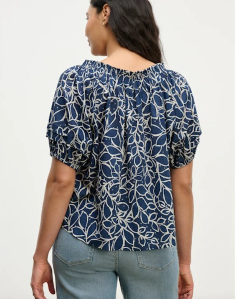THERA Peasant Blouse in Navy