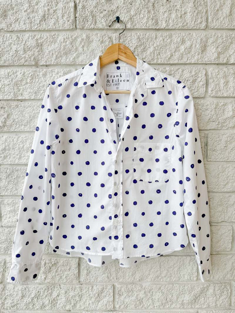 SILVIO Superluxe Shirt in Large Blue Dots