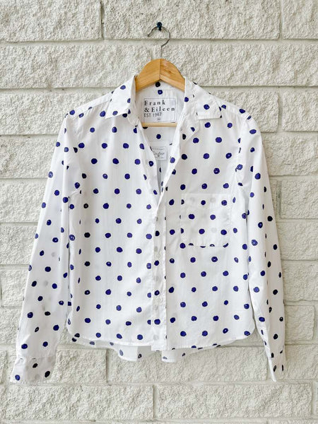SILVIO Superluxe Shirt in Large Blue Dots