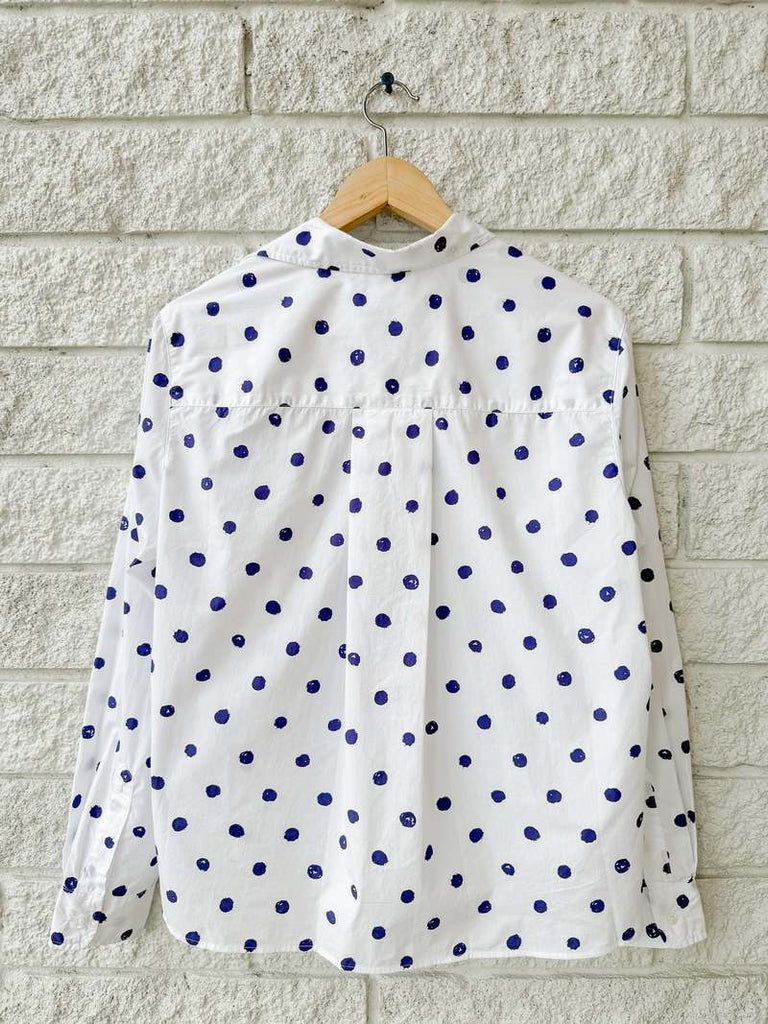 SILVIO Superluxe Shirt in Large Blue Dots