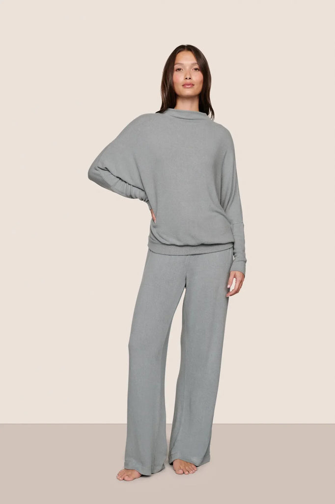 COZY TIME Mockneck & Wide Leg PJ Set in Lead