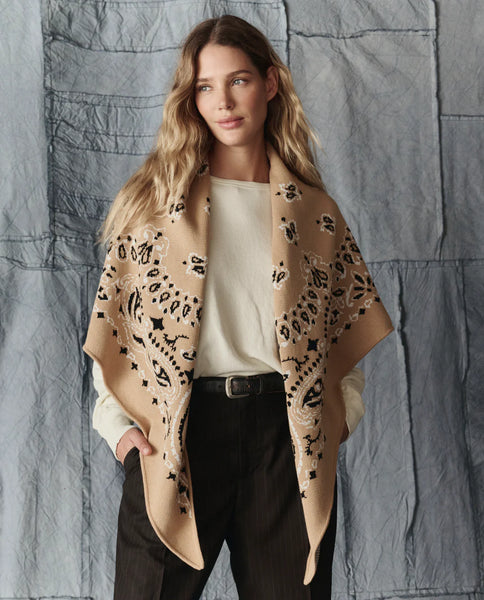 Big Bandana Knit Scarf in Camel