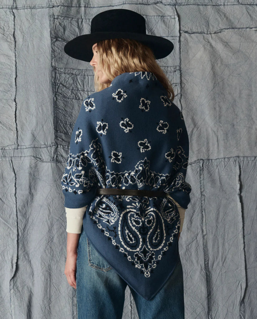 Big Bandana Knit Scarf Washed Navy