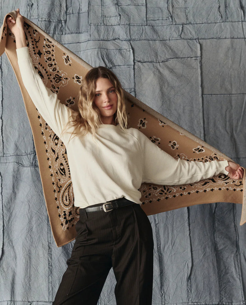 Big Bandana Knit Scarf in Camel