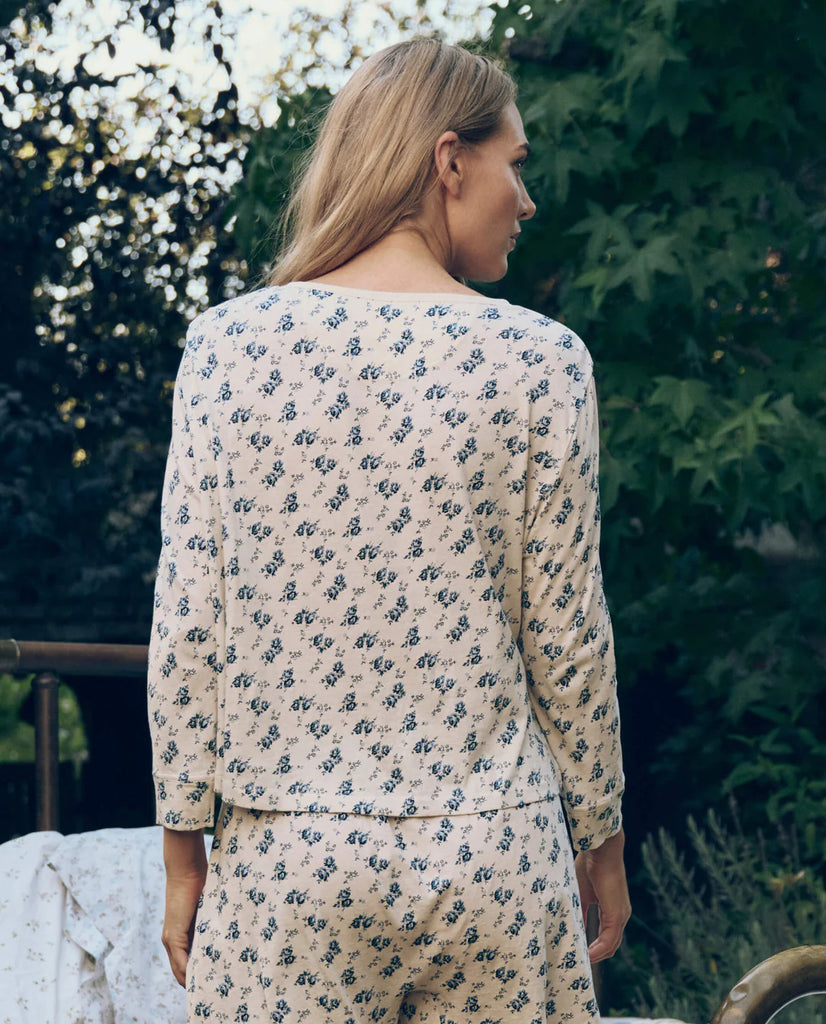 Jersey Crop Henley in Indigo Rose