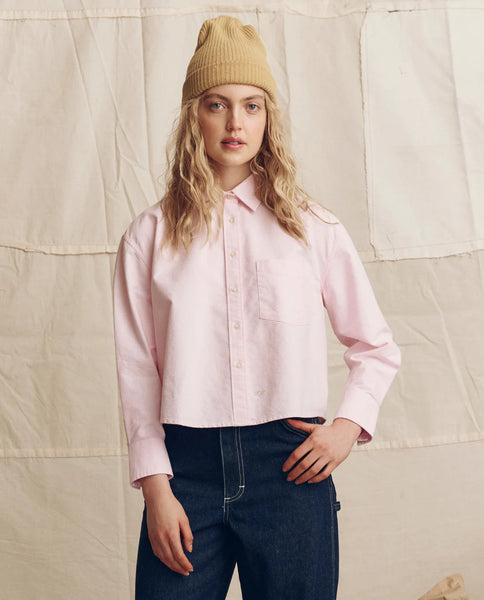Cropped Oxford Shirt in Soft Pink