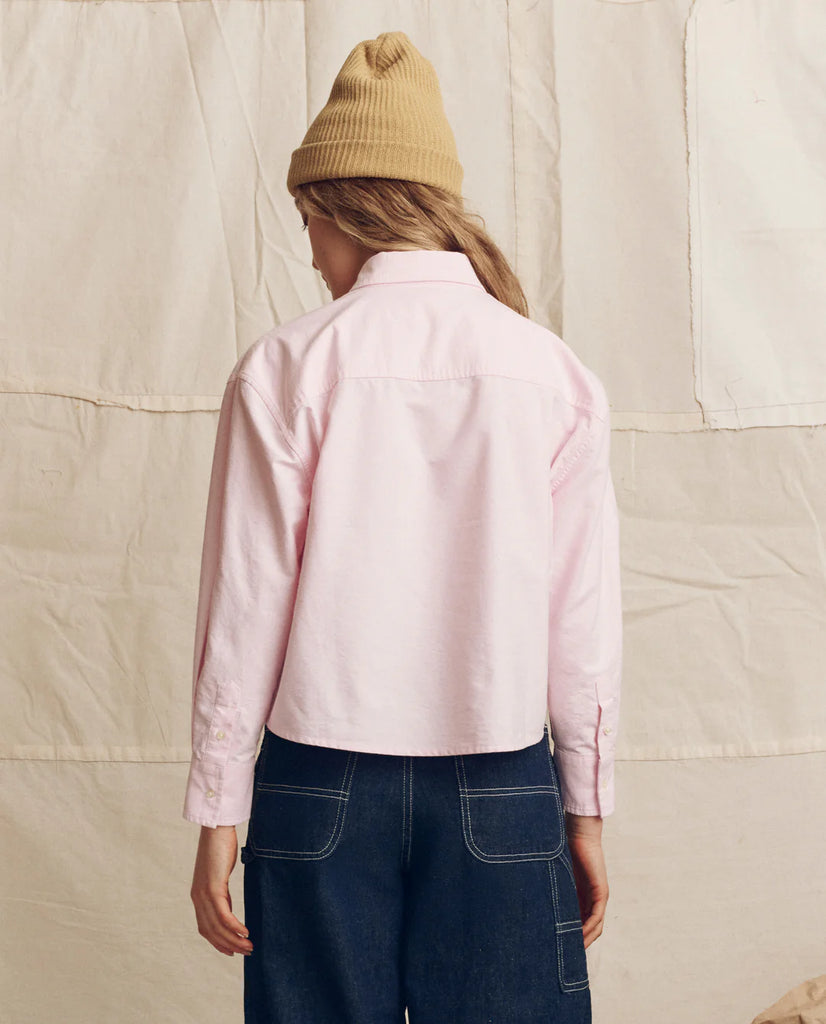 Cropped Oxford Shirt in Soft Pink