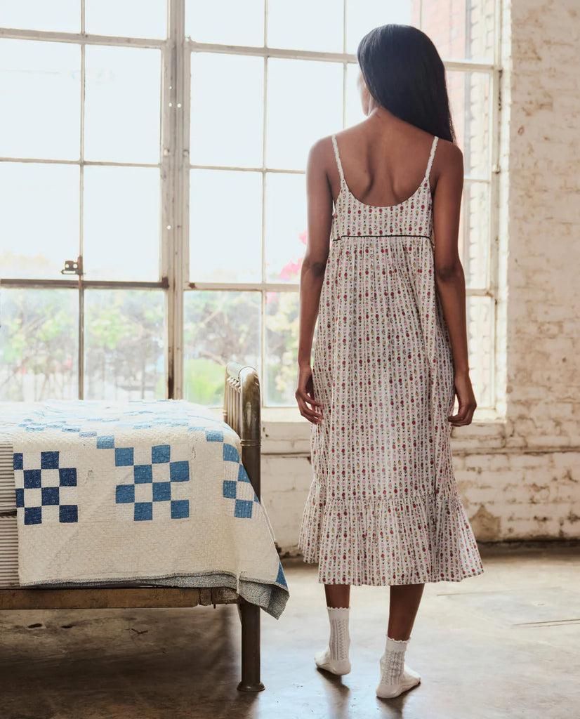 Ruffle Tank Night Dress in Ribbon Floral