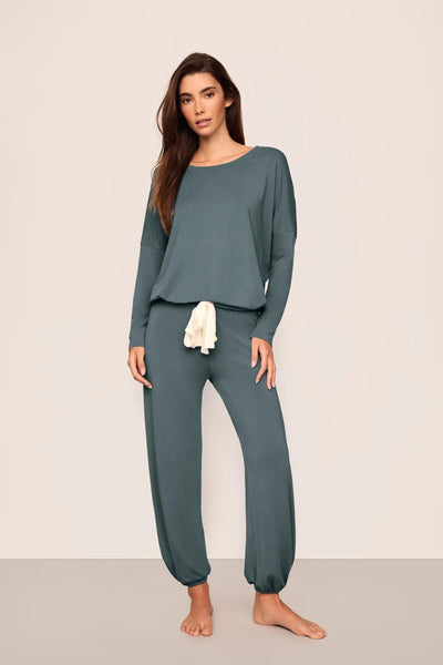 GISELE Slouchy Set in Stone Blue/Ivory