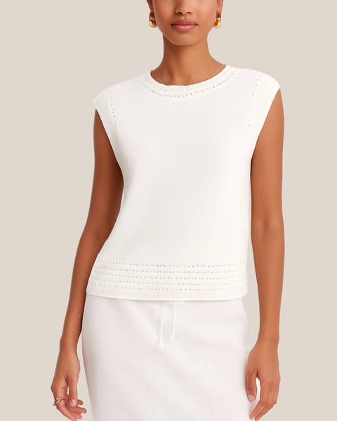 VANNY Cap Sleeve Sweater in White
