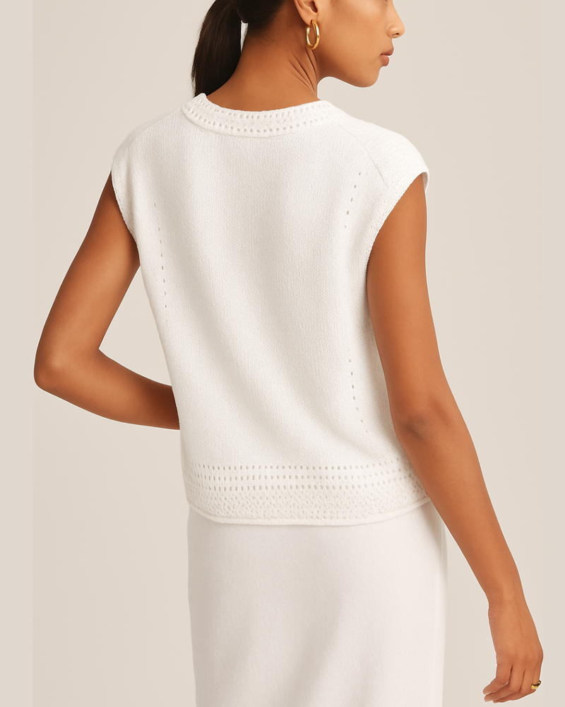 VANNY Cap Sleeve Sweater in White
