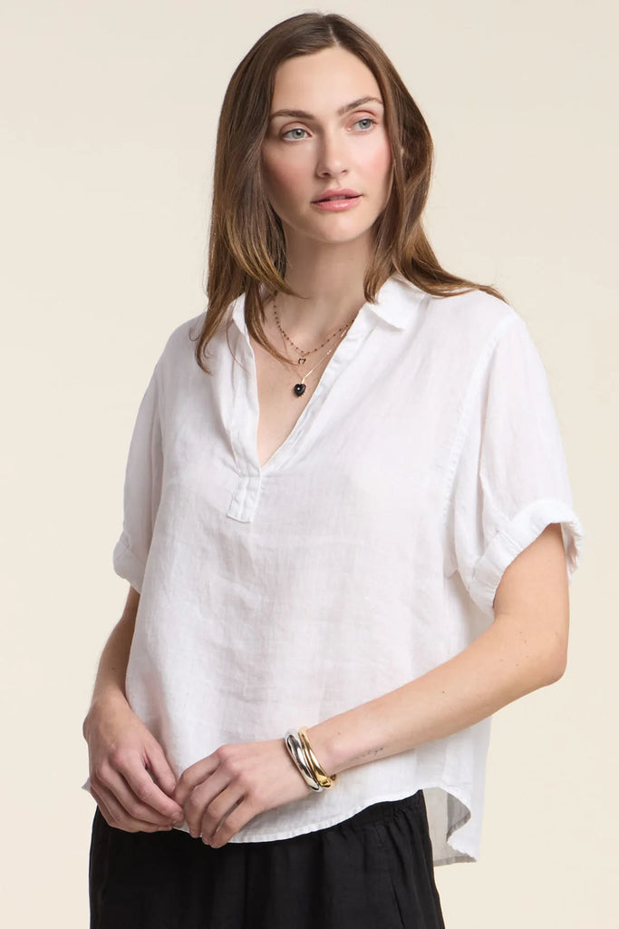 VIVICA Linen Top in White