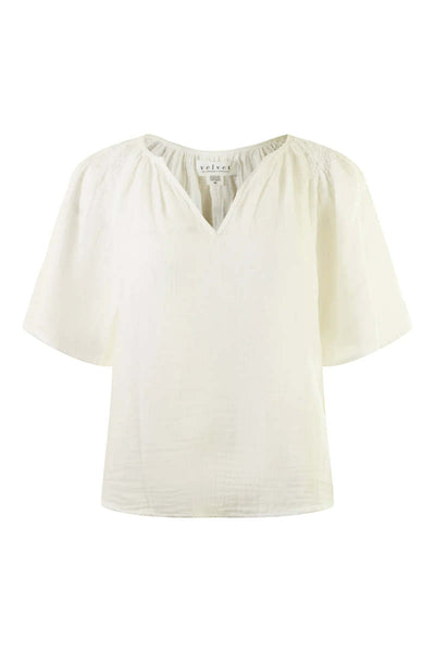 SADIE Smock Shoulder Top in White