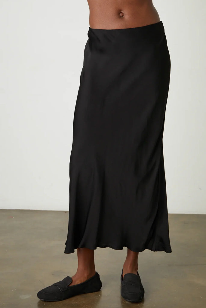 AUBREE Bias Satin Skirt in Black