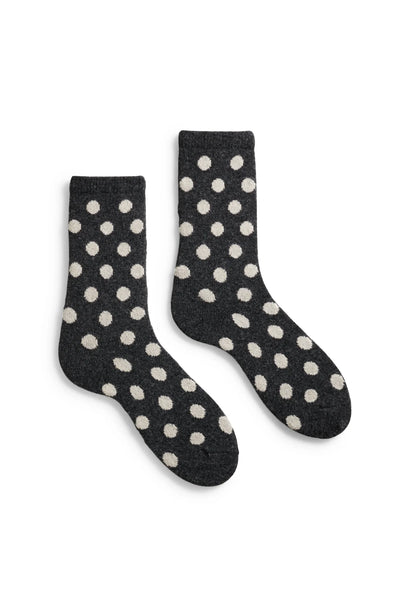 DOT Wool/Cashmere Crew Socks in Charcoal