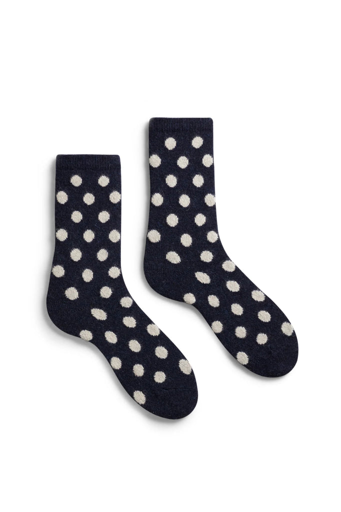 DOT Wool/Cashmere Crew Socks in Navy