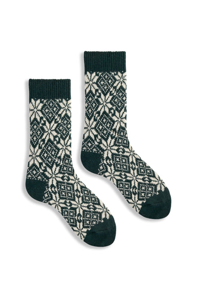 SNOWFLAKE Wool/Cashmere Socks in Ivy