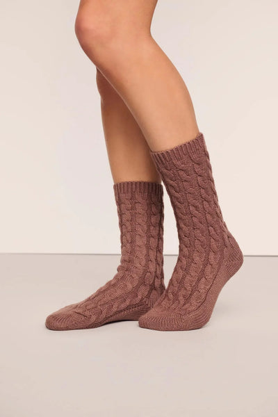 COZY Cable Socks in Deep Taupe