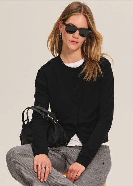 ANGELICA Cashmere/Cotton Cardigan in Black