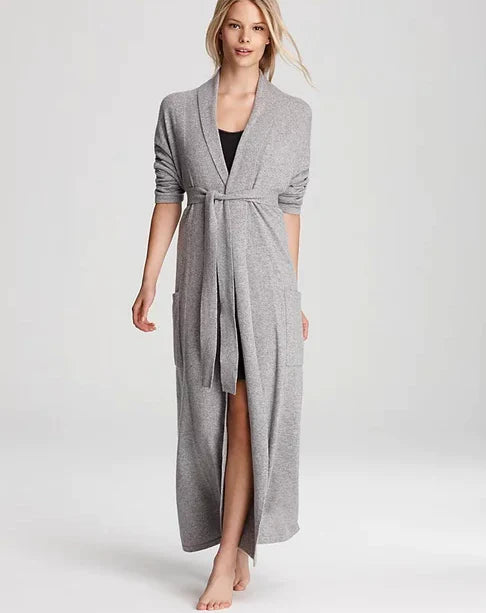 Cashmere Long Duster Robe in Pearl Heather
