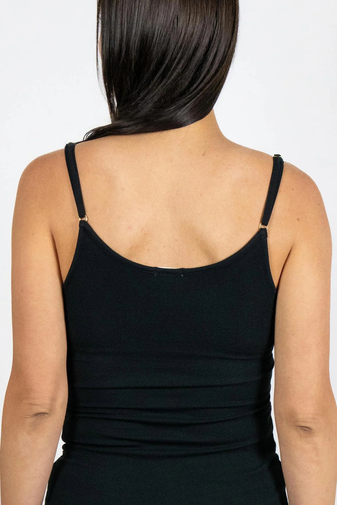 Ribbed Cami with Shelf Bra in Black