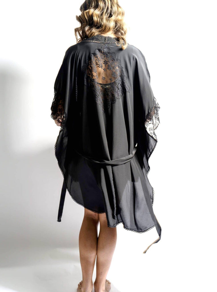 FLORENCE Silk Kimono Robe in Black