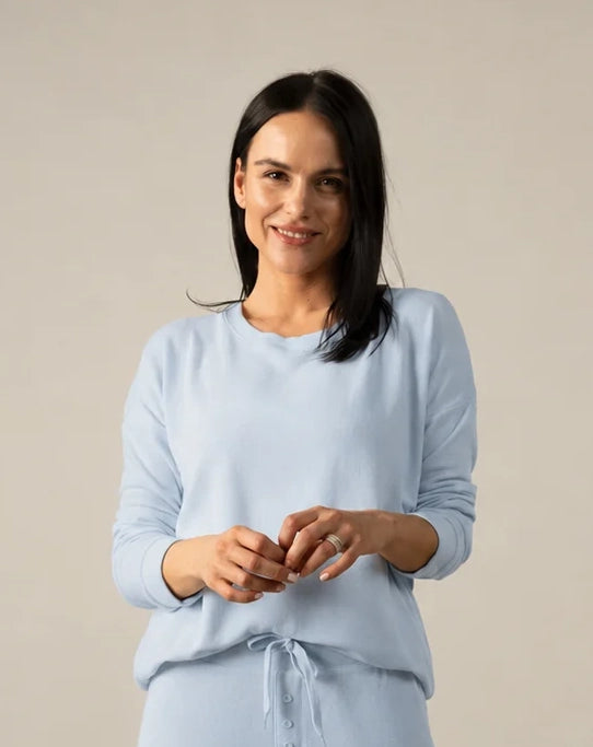 COZY Crew Neck & Wide Leg Set in Ice Melt