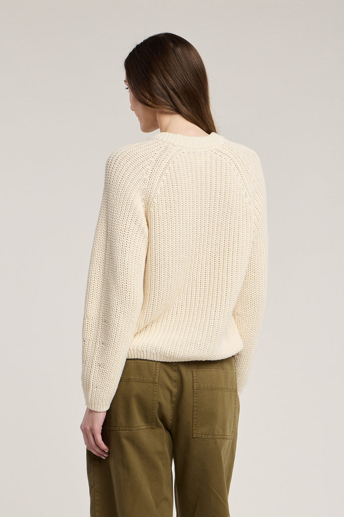 EMBER Cotton Crew Sweater in Ivory