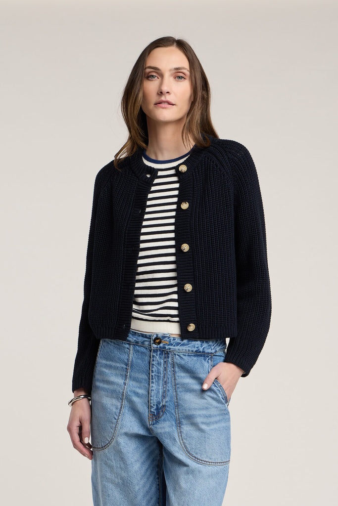 LISABETH Cotton Cardigan in Navy
