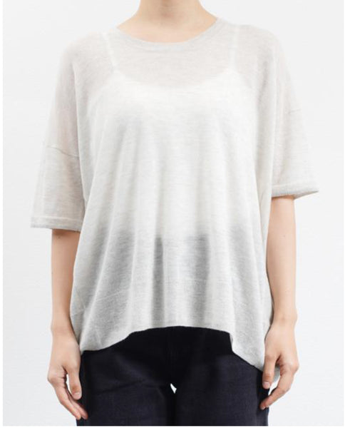 Cashmere Boxy Tee in Light Grey