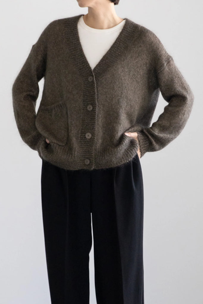 Mohair/Silk Cardigan in Khaki