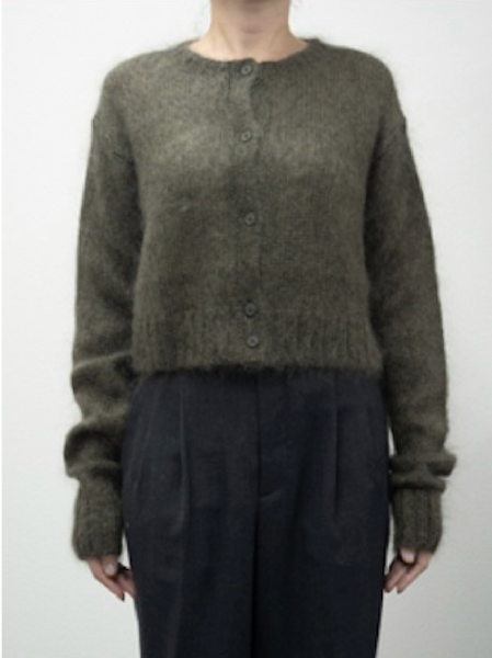 Mohair/Silk Cardigan in Khaki