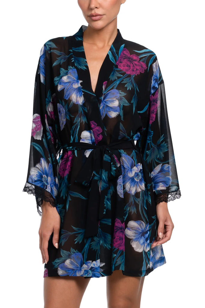 BAILEE Chiffon Robe in Black Floral