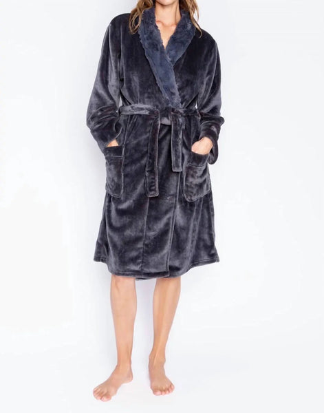 LUXE PLUSH Robe in Charcoal