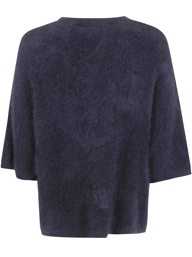 JENNA Brushed Cashmere S/S Sweater in Navy