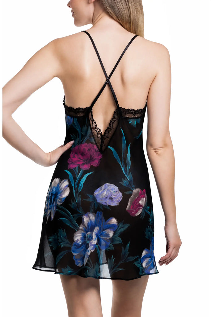BAILEE Chiffon Chemise in Black Floral