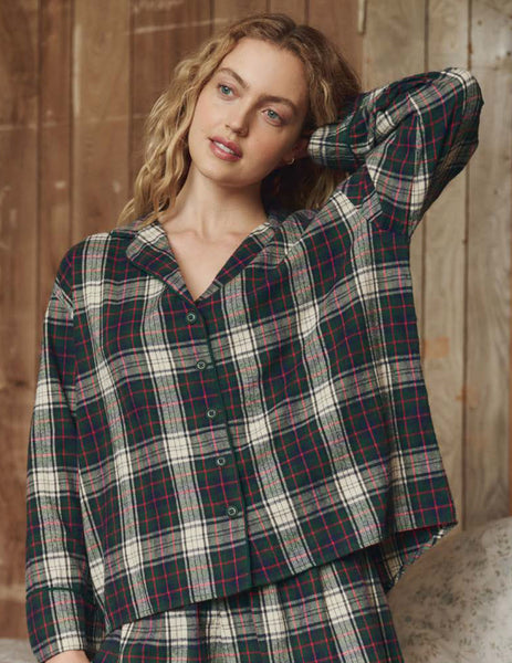Flannel Long Sleeve PJ Top in Pine Lodge Plaid