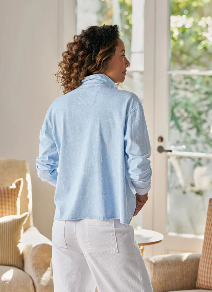 PATRICK Popover Henley in Pool Water Blue