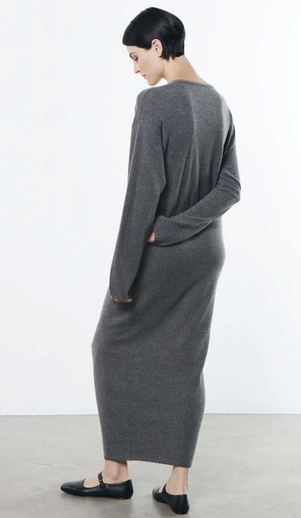Cashmere/Wool Coccoon Sweater Dress in Heather Grey