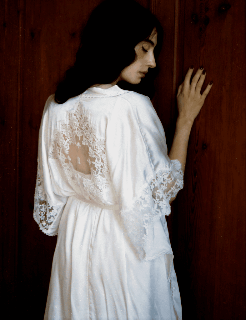 FLORENCE Silk Kimono Robe in Ivory