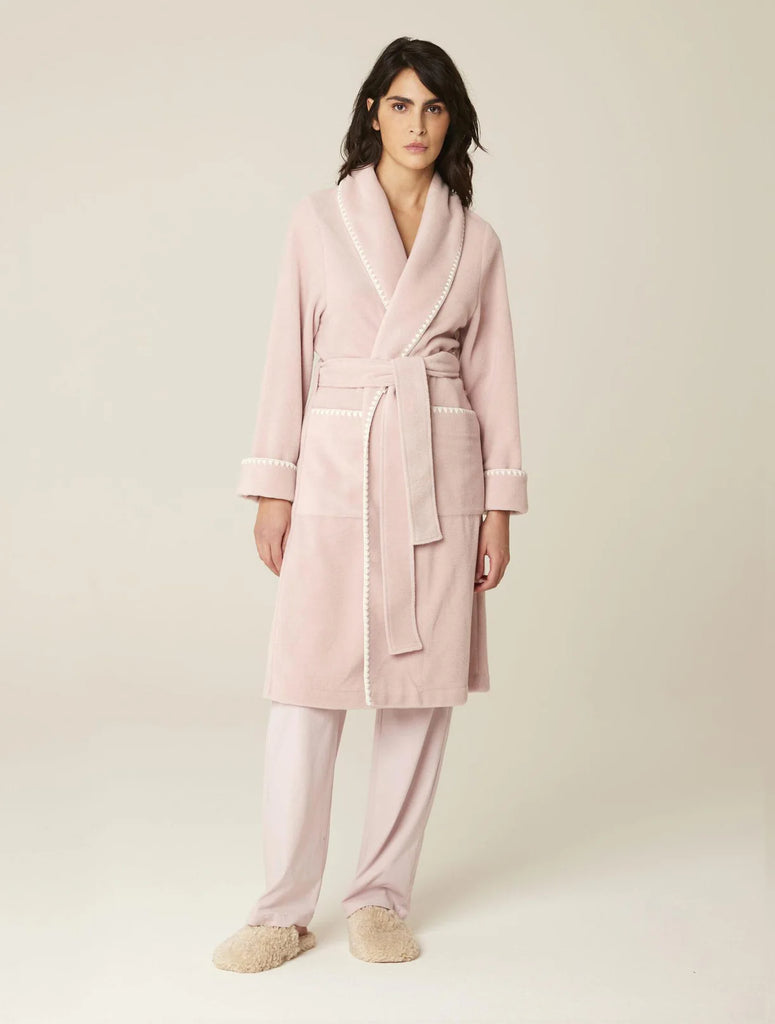 KENZA Blanket Stitch Robe in Dusty Pink