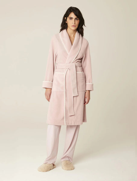 KENZA Blanket Stitch Robe in Dusty Pink