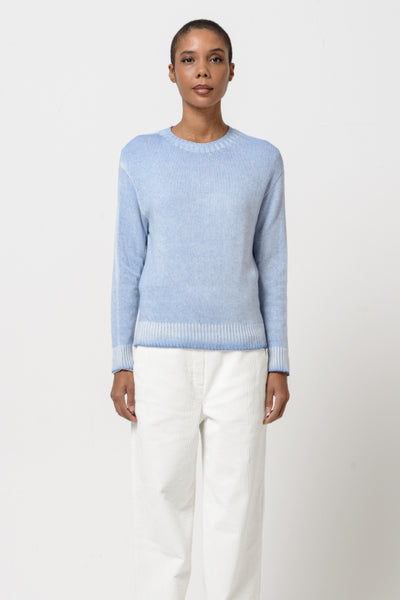 KYRA Wool Crew Neck in Faded Soffio Art Royal