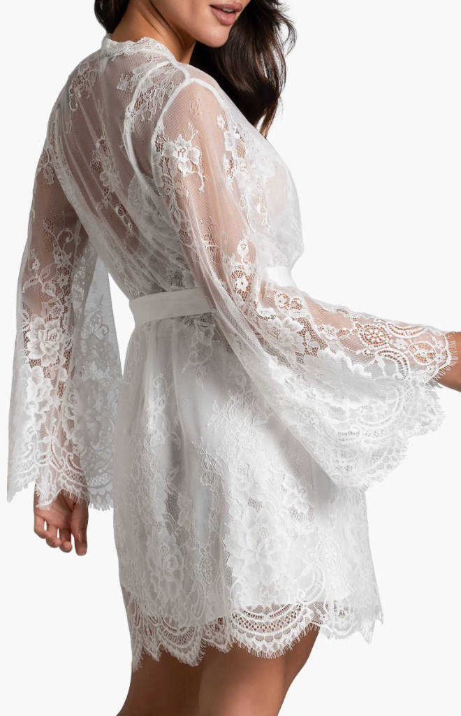 MARRY ME Lace Wrap Robe in Ivory