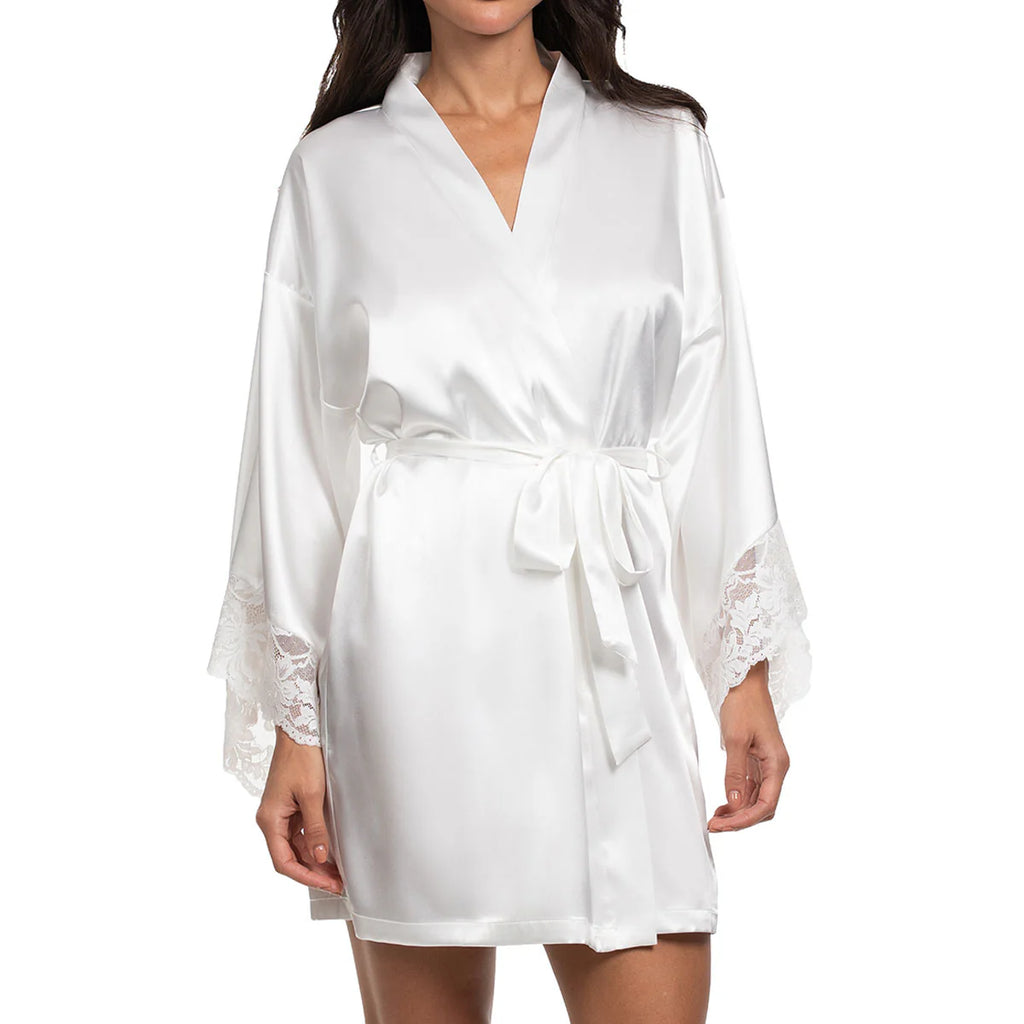 LORENA Satin Robe in Ivory