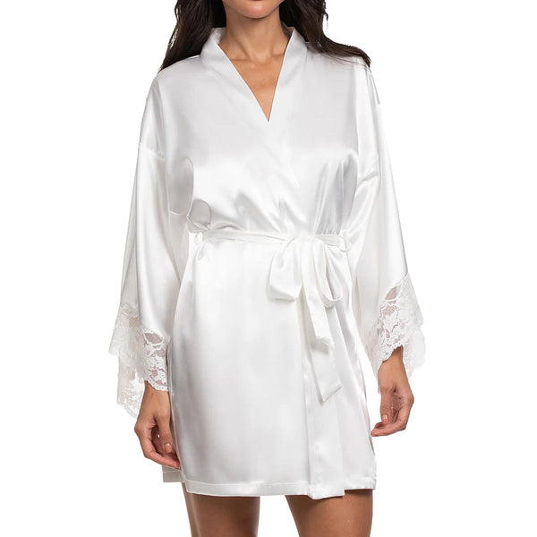 LORENA Satin Robe in Ivory