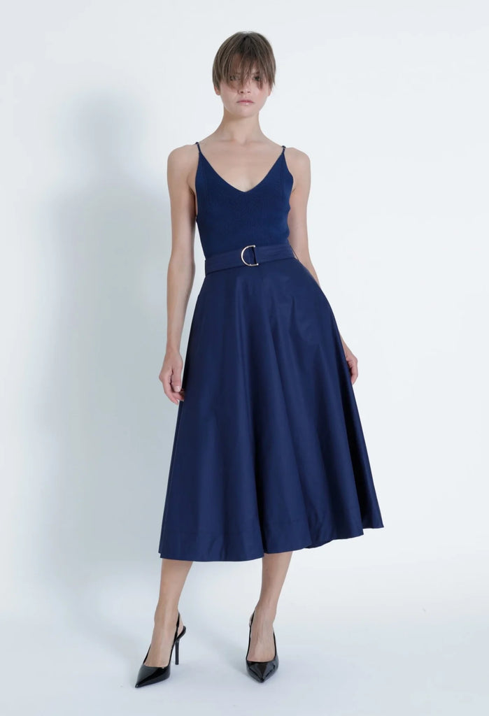 MARIA Knit Combo Dress in Navy
